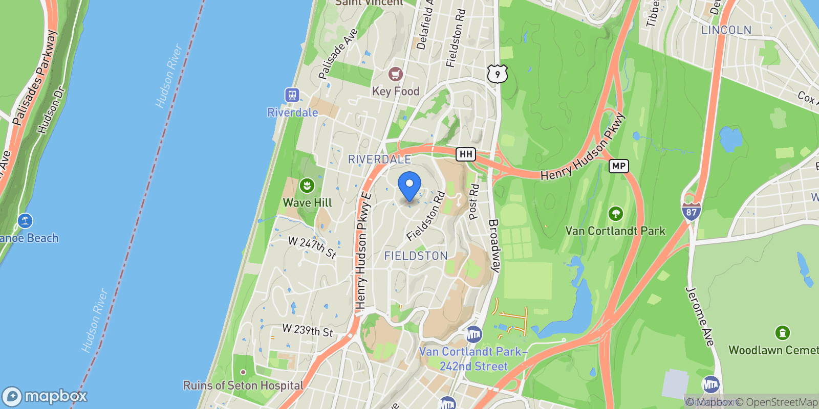 Map showing 5000 Grosvenor Avenue, New York, New York, United States.