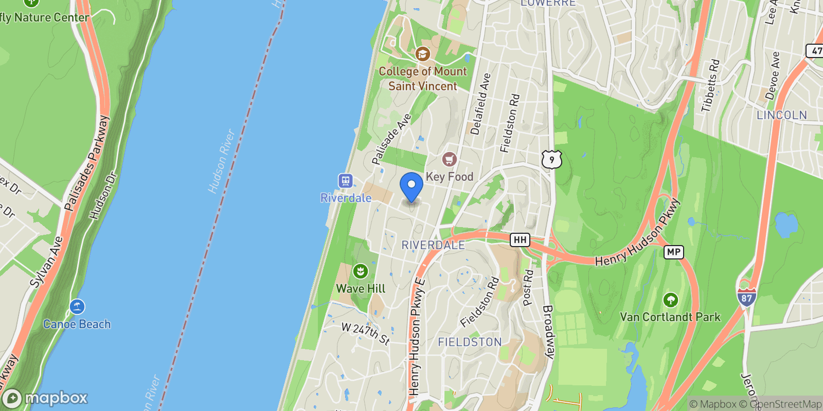 Map showing 5431 Arlington Avenue, New York, New York, United States.