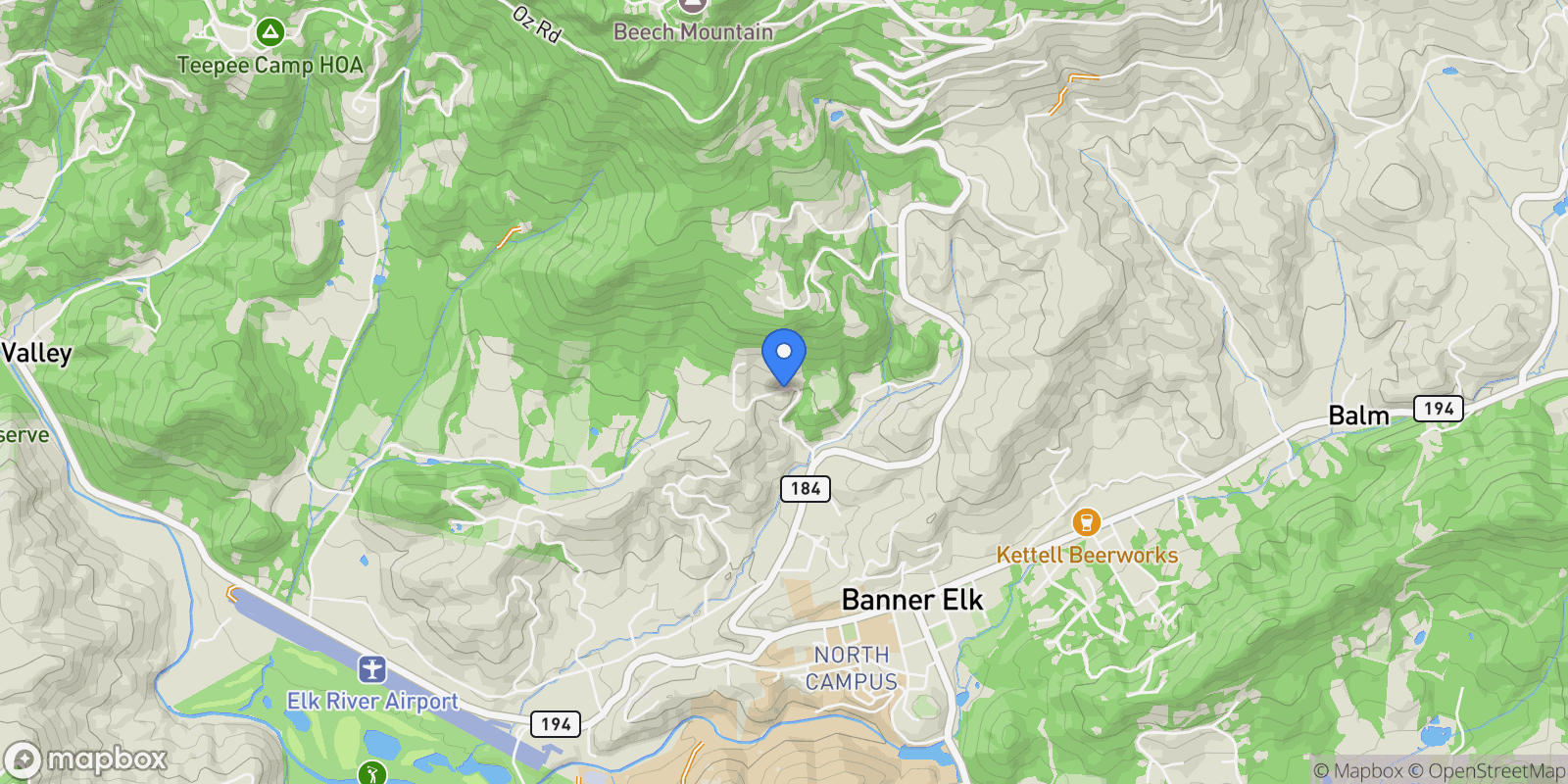 Map showing 317 Penny Lane , 1-C, Banner Elk, NC 28604, Banner Elk, North Carolina, United States.