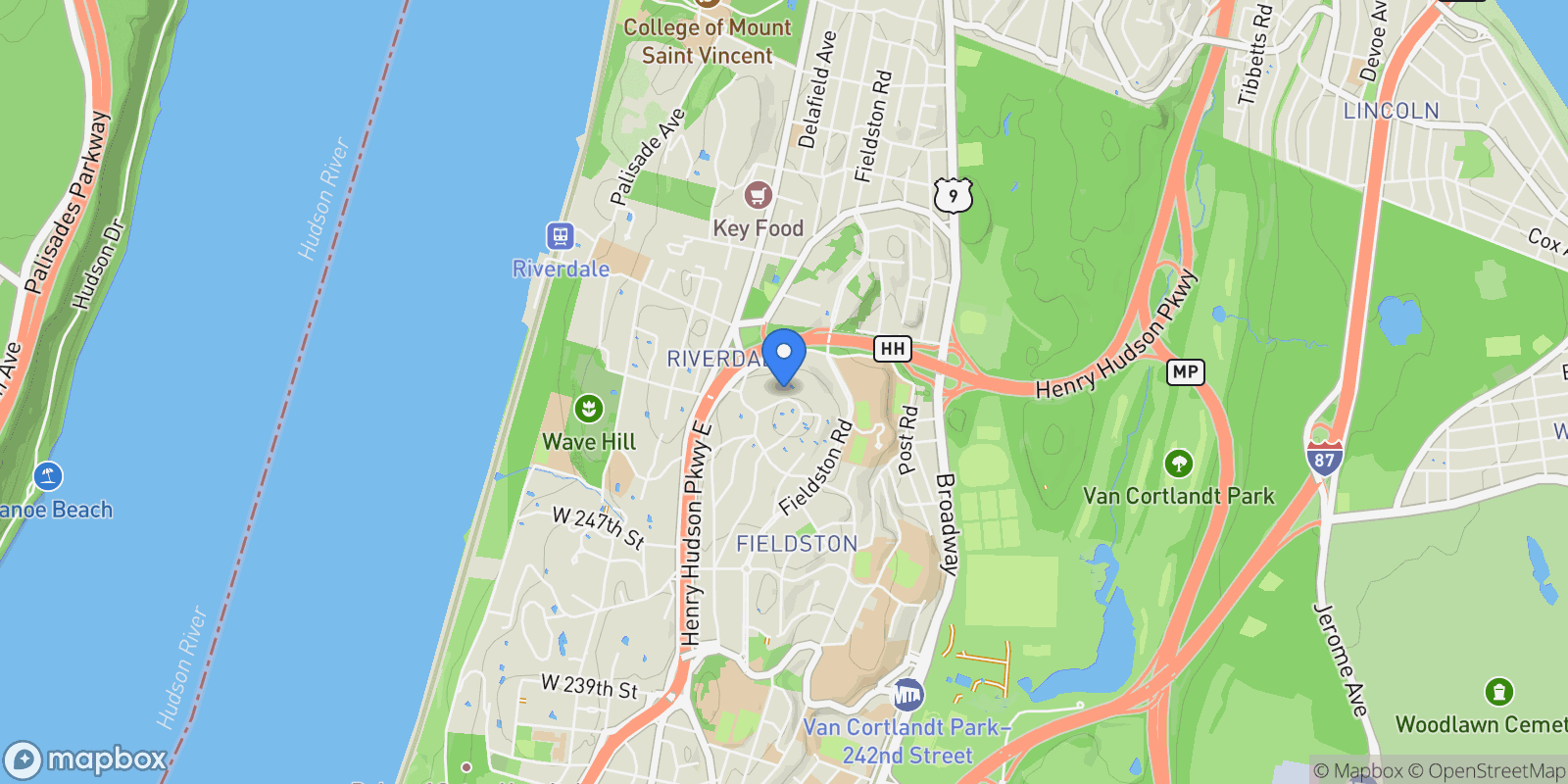 Map showing 5310 Grosvenor Avenue, New York, New York, United States.