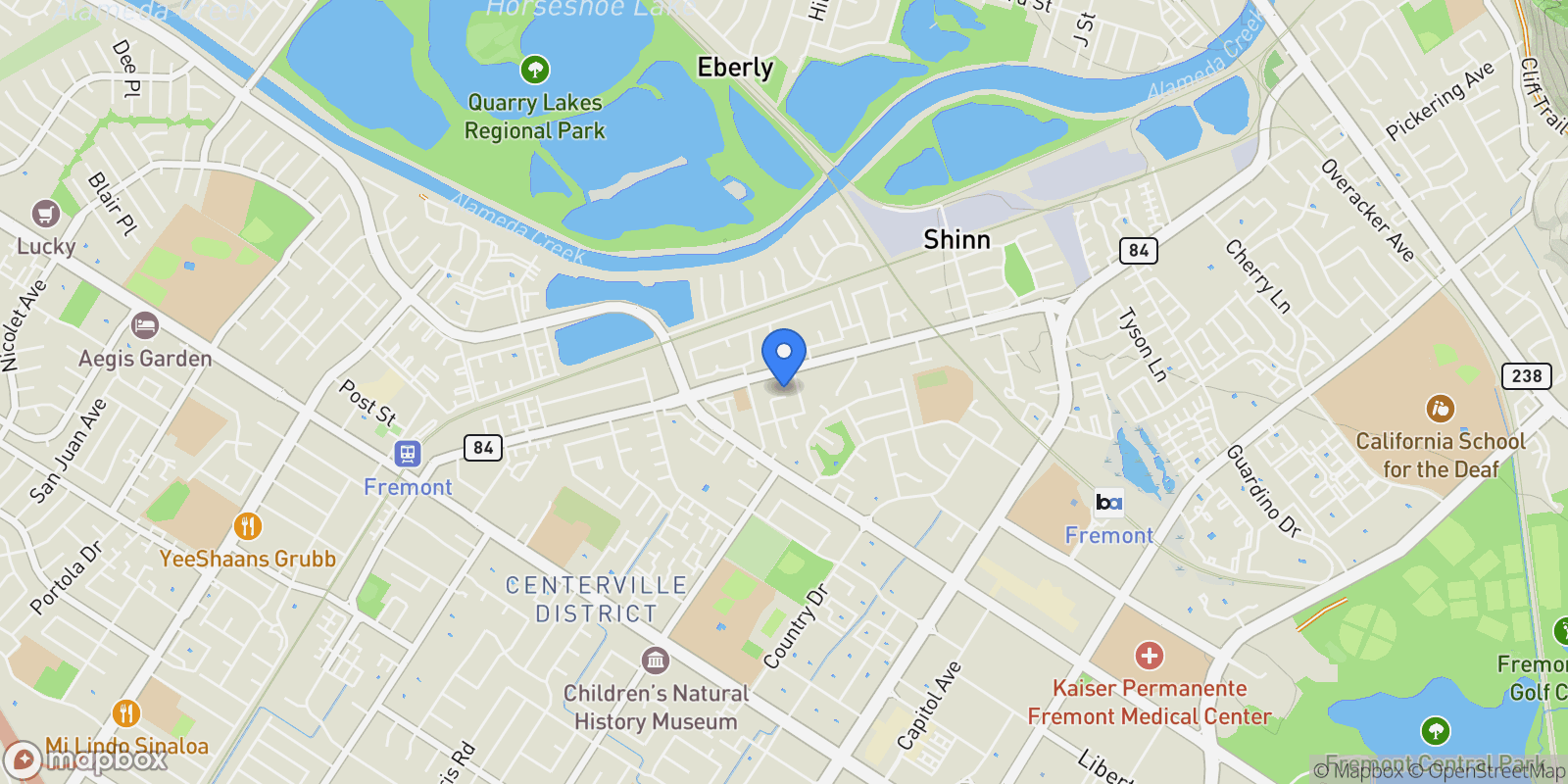 Map showing 38043 Miller Pl, Newark, California, United States.