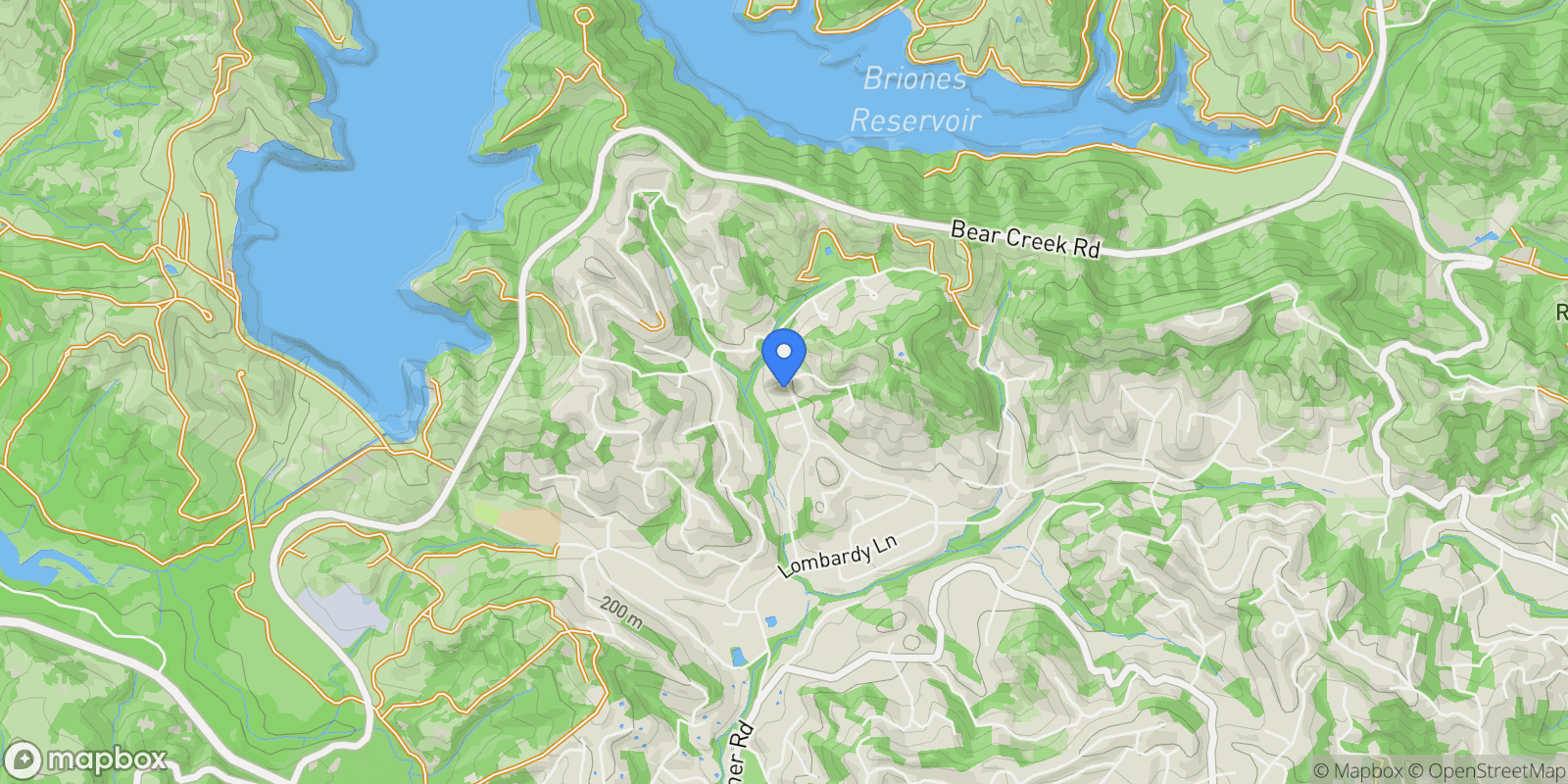 Map showing 2 Crane Ct, Orinda, California, United States.