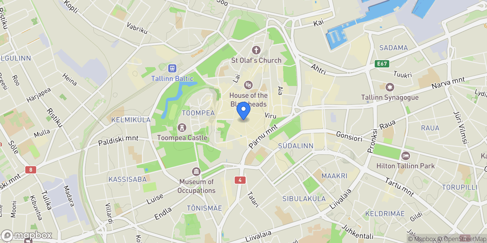 Map showing 2 Suur-Karja tänav, Tallinn, Harju County, Estonia.