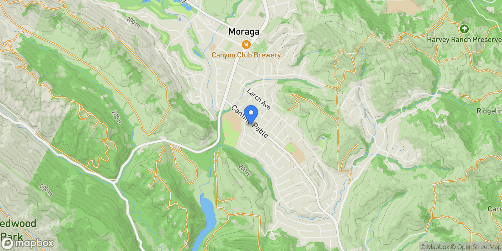 Map showing 92 Gaywood Pl, Moraga, California, United States.