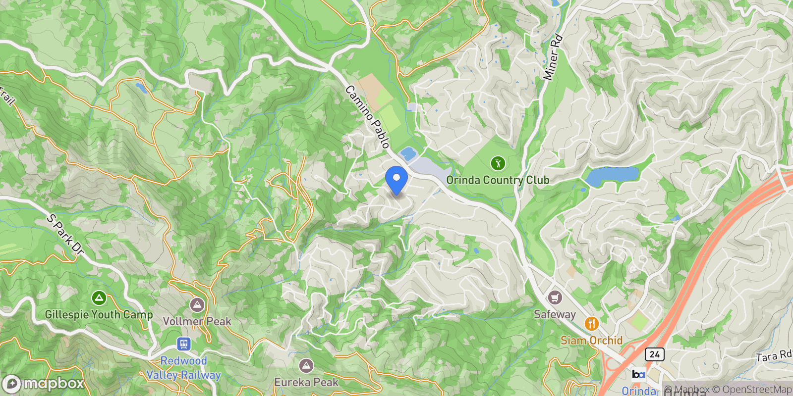Map showing 26 Berkeley Ave, Orinda, California, United States.