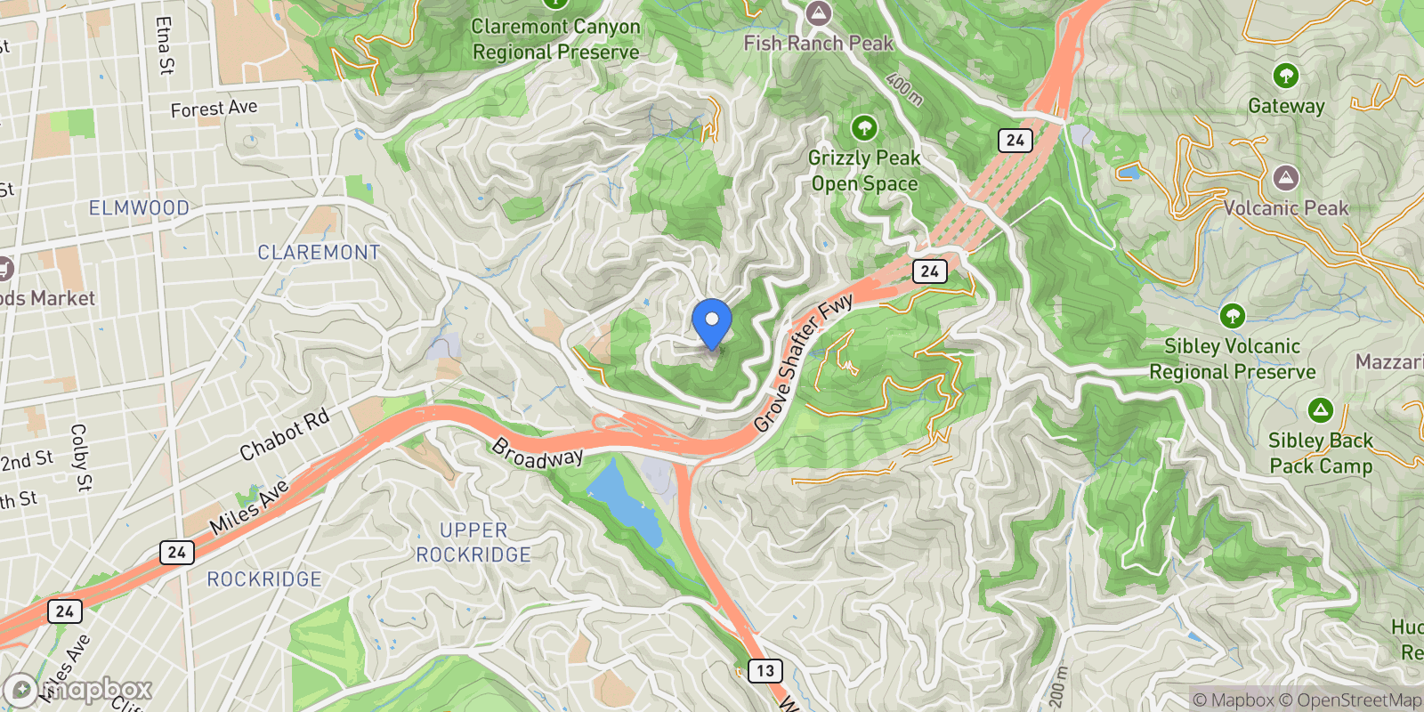 Map showing 105 Starview Ct, Oakland, California, United States.