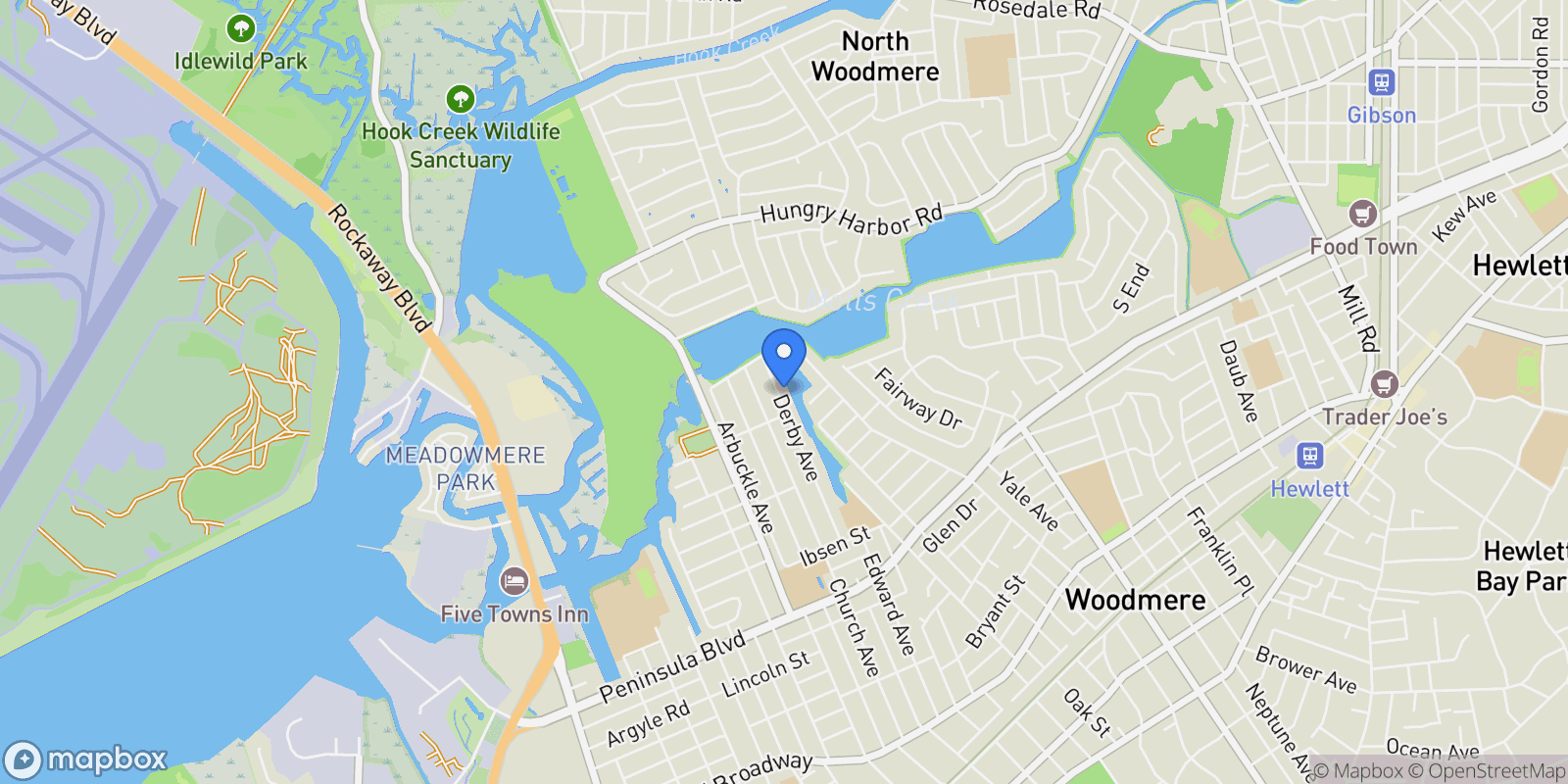 Map showing 636 Derby Avenue, Woodmere, NY, 11598, USA, Woodmere, New York, United States.