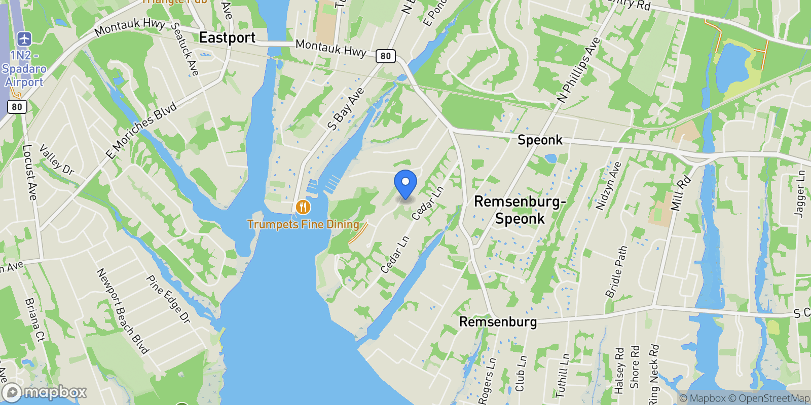 Map showing 12 Laila Lane, Remsenburg, NY, 11960, USA, Remsenburg-Speonk, New York, United States.