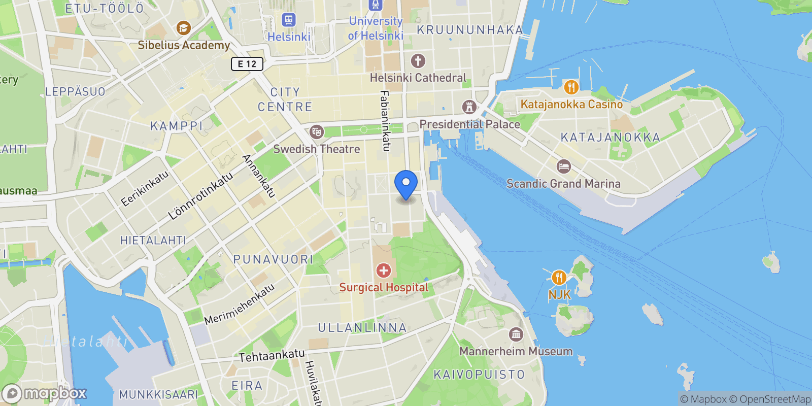 Map showing Unioninkatu 10 A 10, Helsinki, 18 00130, Helsinki, Uusimaa, Finland.