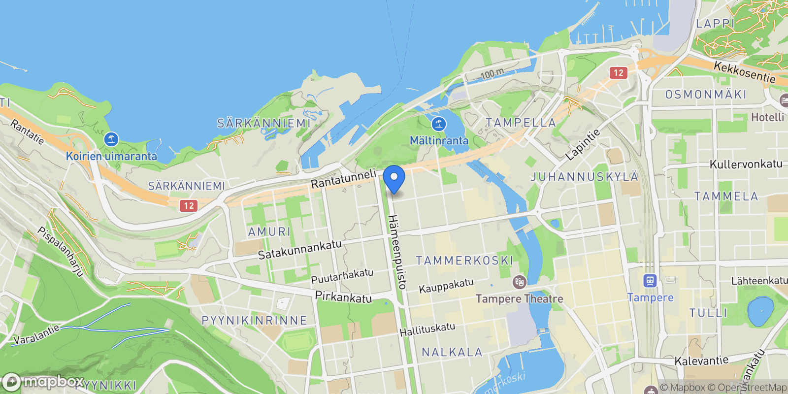 Map showing Hämeenpuisto 7, Tampere, 11 33210, Tampere, Finland.