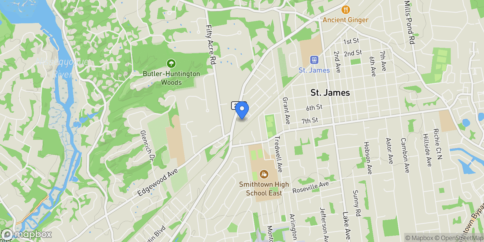 Map showing 36 Vanderbilt Avenue, Saint James, NY, 11780, USA, Saint James, New York, United States.