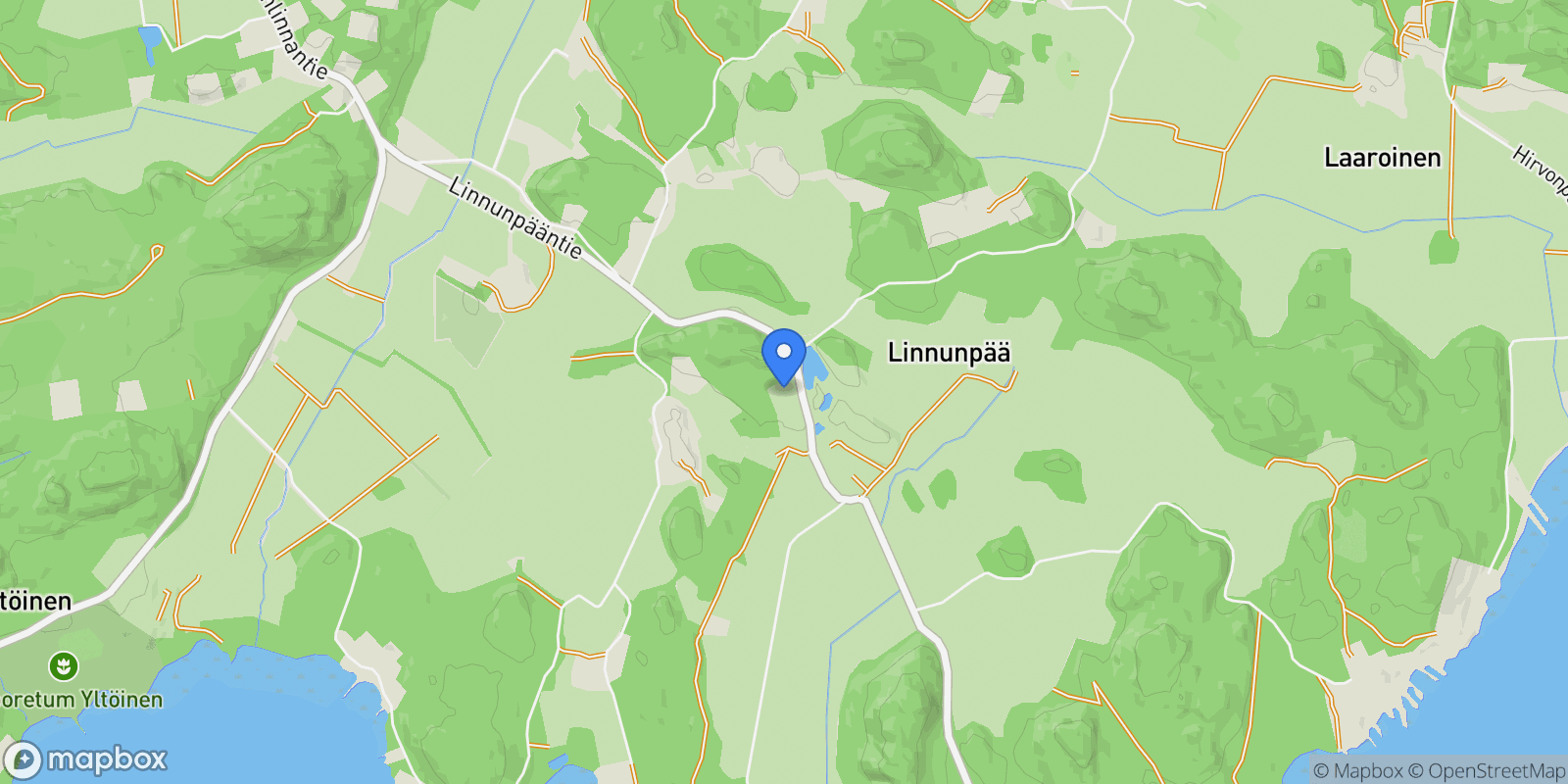 Map showing Linnunpääntie 128, Kaarina, 18 21500, Linnunpää, Southwest Finland, Finland.