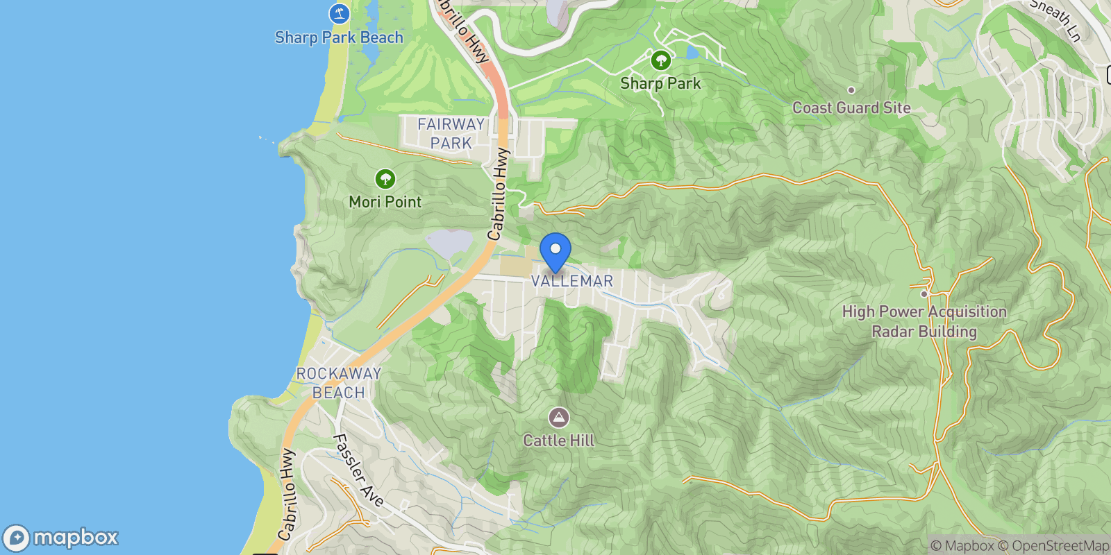 Map showing 191 Winona Avenue, Pacifica, California, United States.
