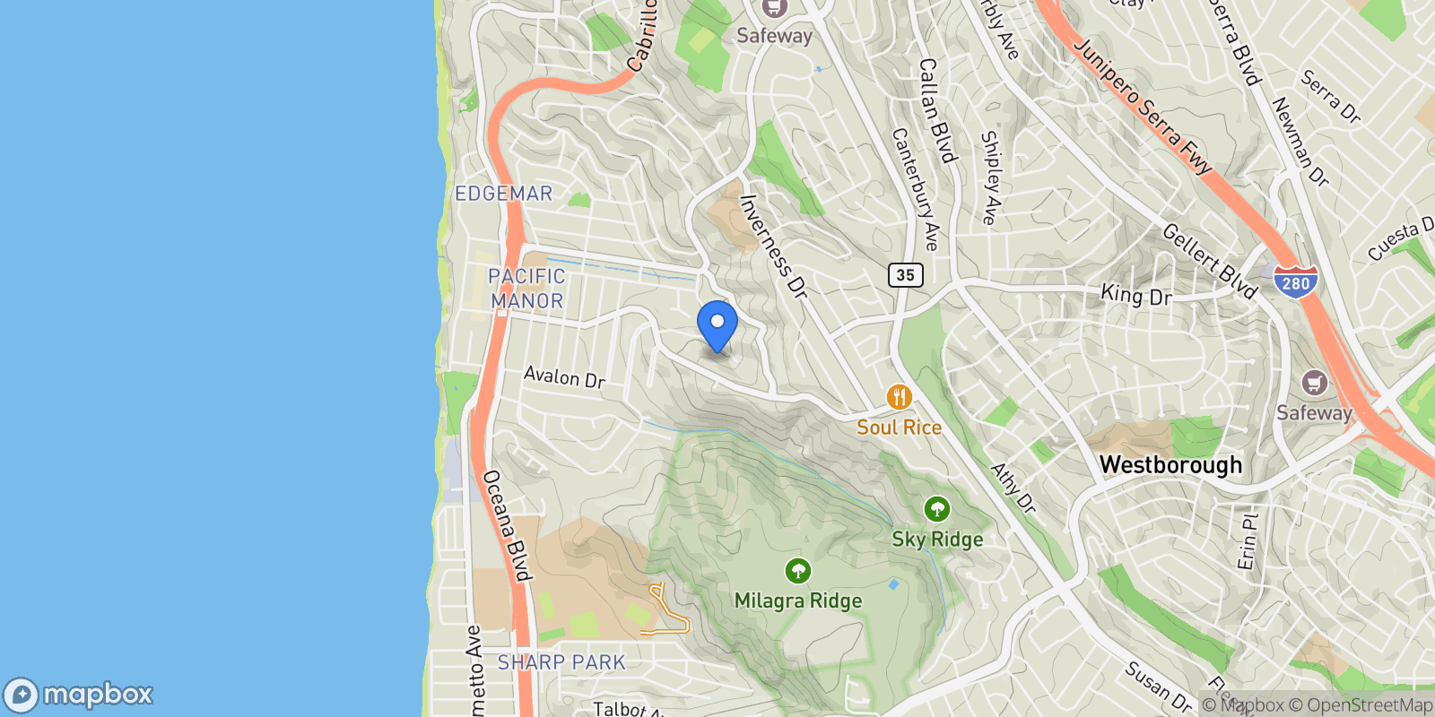 Map showing 472 Lewis Lane, Pacifica, California, United States.