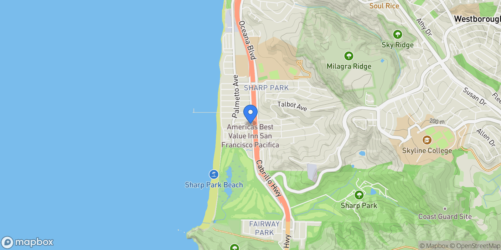 Map showing 2240 Francisco Boulevard, Pacifica, California, United States.