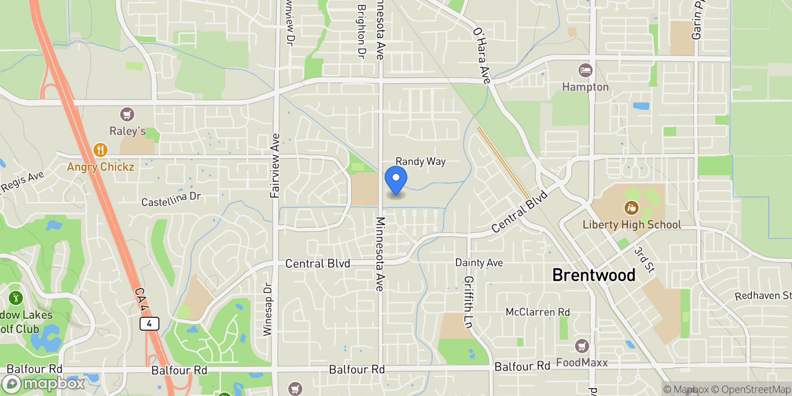 Map showing 800 Minnesota Ave, Brentwood, California, United States.