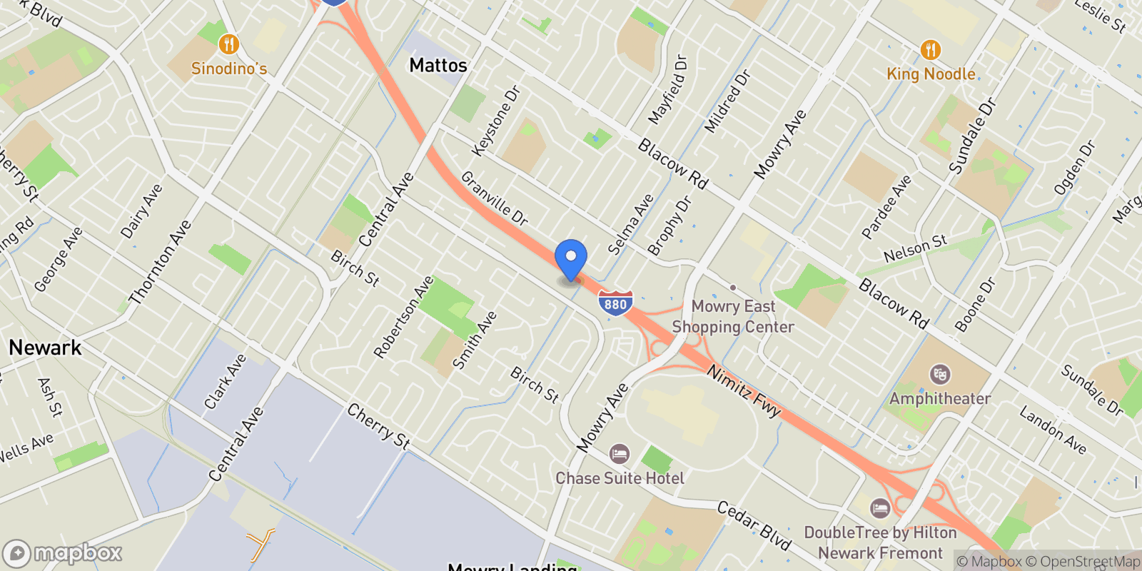 Map showing 38533 Amaranto Street, Newark, California, United States.