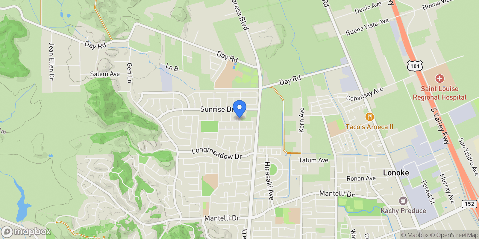 Map showing 9632 Cherrywood Court, Gilroy, California, United States.