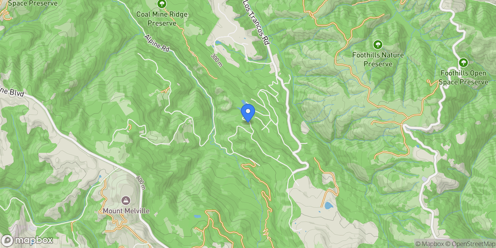 Map showing 76 Old Spanish Trail, Portola Valley, California, United States.