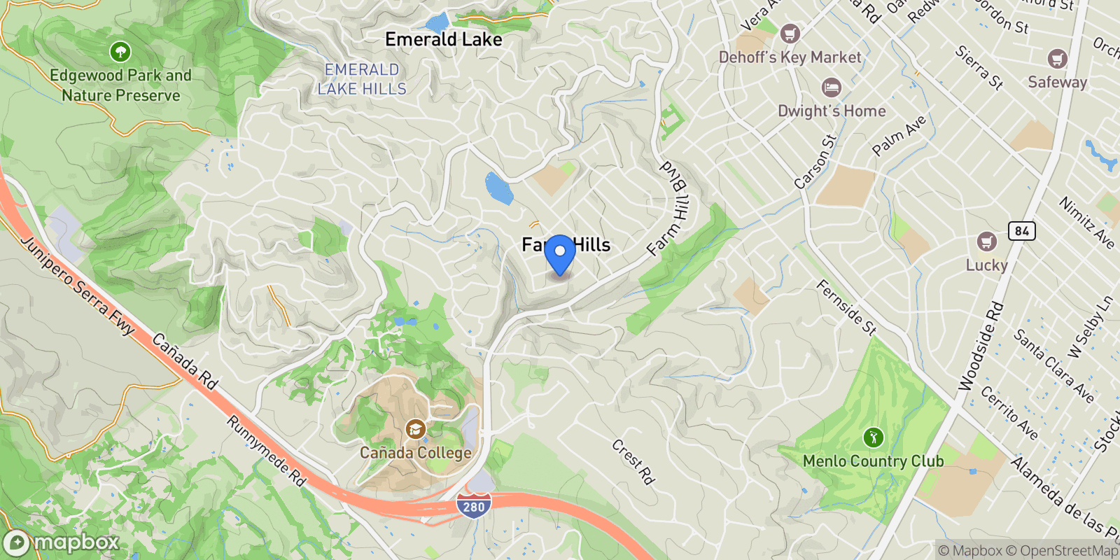 Map showing 3848 Vineyard Drive, Redwood City, California, United States.