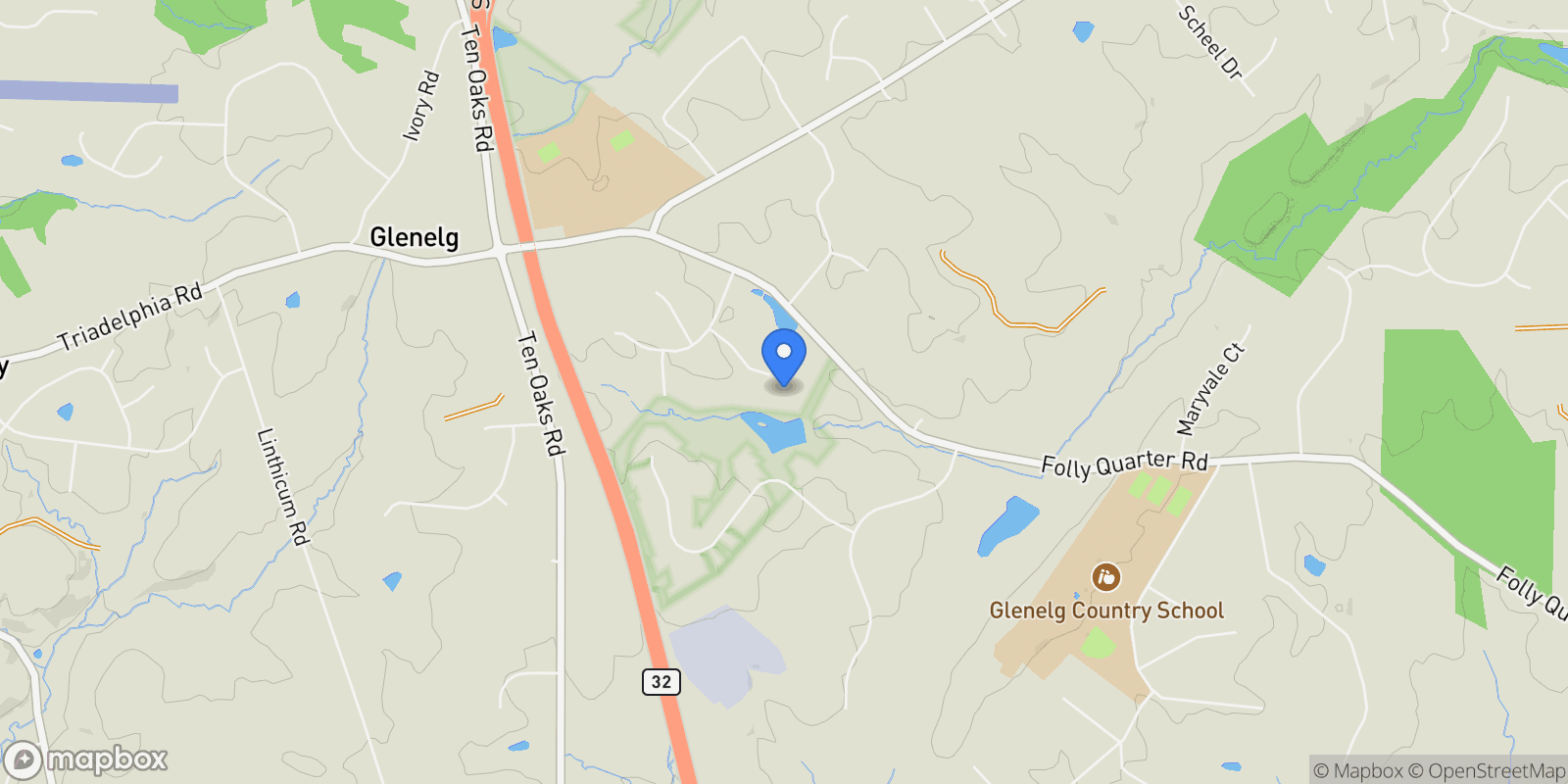 Map showing 13321 Springwood Court, Ellicott City, MD 21042, West Friendship, Maryland, United States.