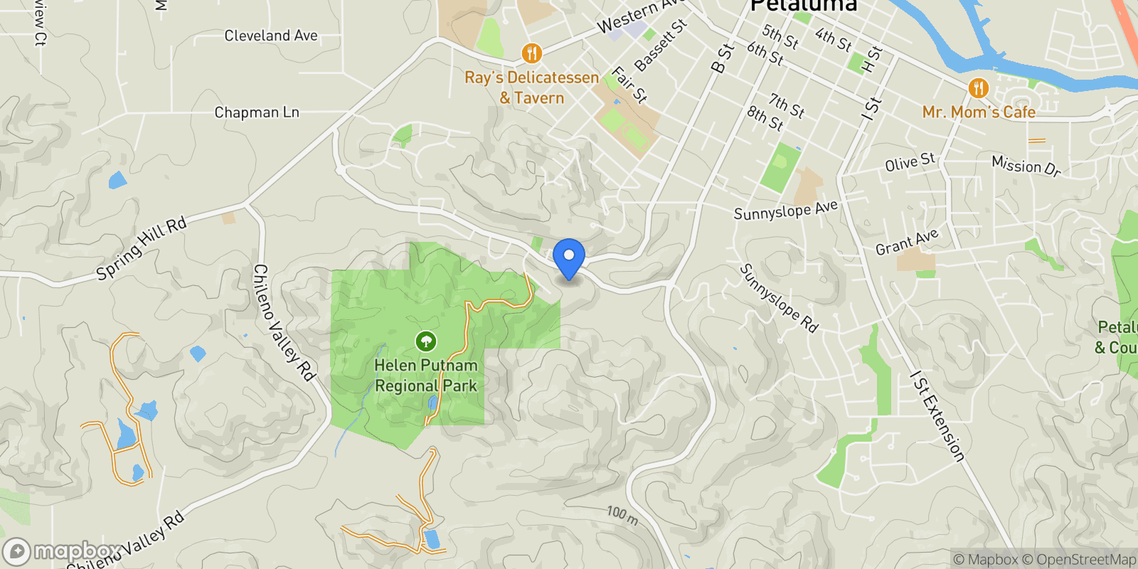 Map showing 58 Red Barn Court, Petaluma, California, United States.