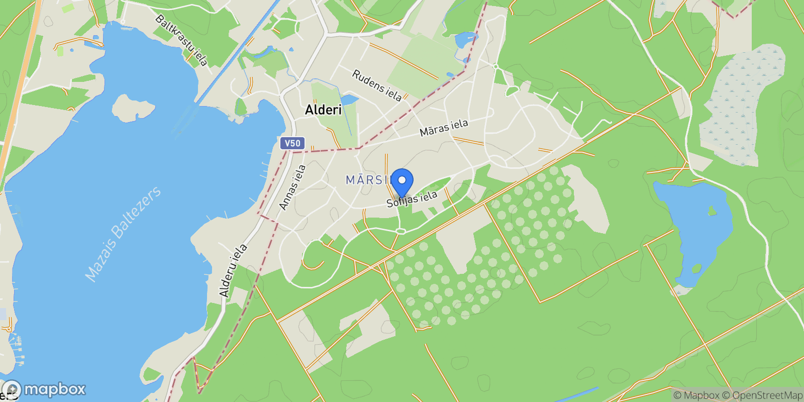 Map showing Sofijas iela 40, Baltezers, 031 LV-2164, Baltezers, Ropaži Municipality, Latvia.