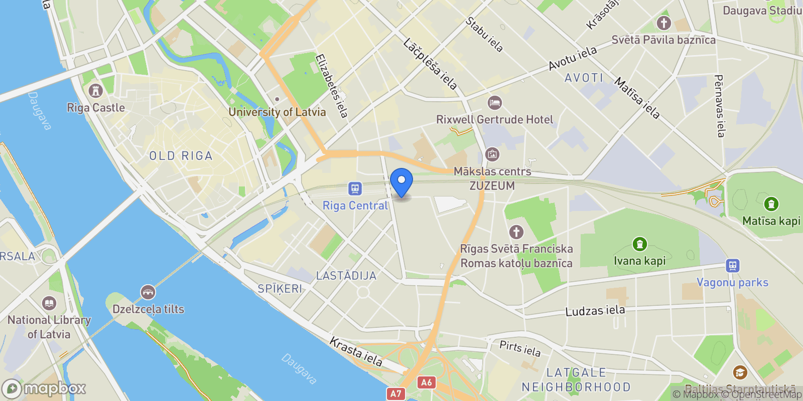 Map showing Krišjāņa Valdemāra iela 23 k-2, Riga, RIX, Riga, Latvia.