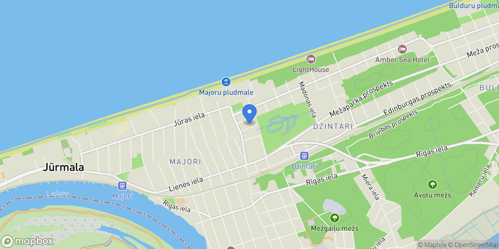 Map showing Ikskiles street 4 21 Dzintari, Jurmala, JUR 2015, Jūrmala, Latvia.