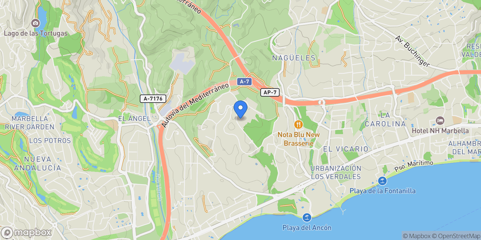 Map showing Marbella, Málaga, Marbella, Marbella, Andalusia, Spain.