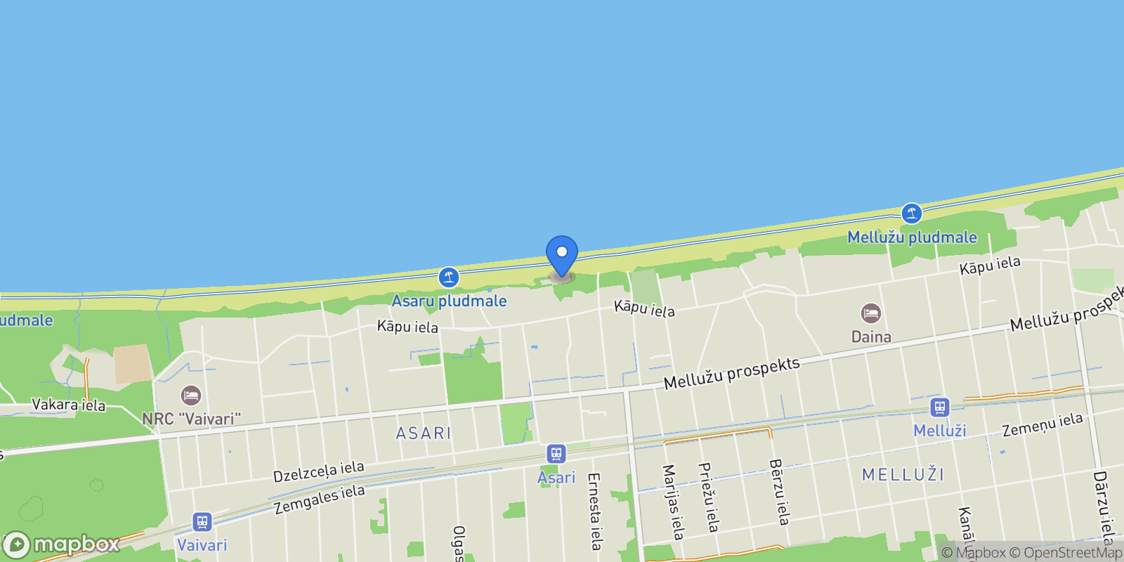 Map showing Dzimtenes Street 1-10, Jurmala, JUR LV-2008, Jūrmala, Latvia.