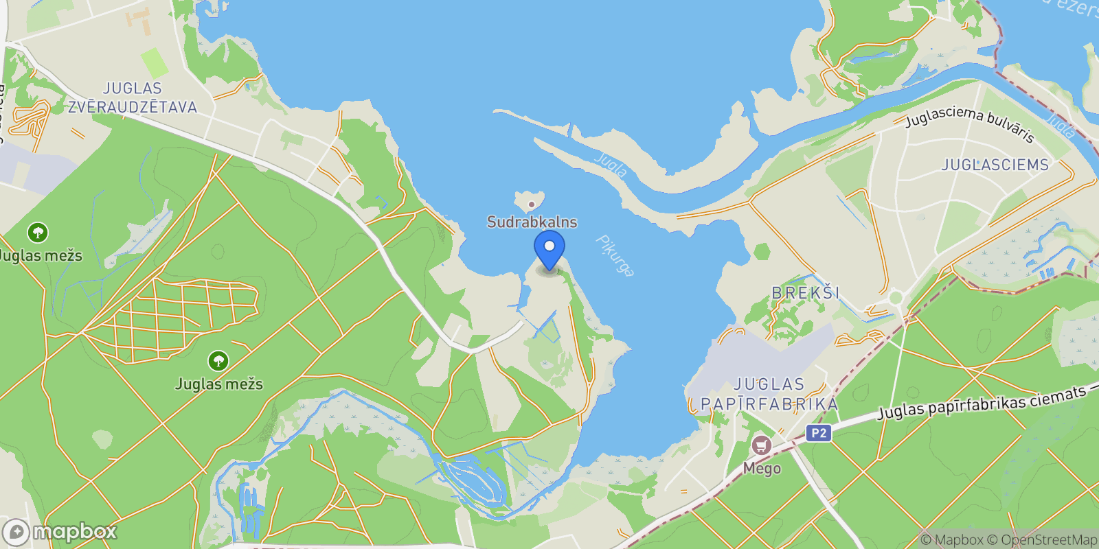 Map showing Mazas Juglas Street, Riga, RIX, Riga, Latvia.