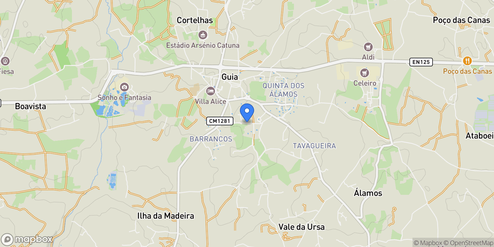 Map showing Vale Parra, Algarve, Guia, Algarve, Portugal.