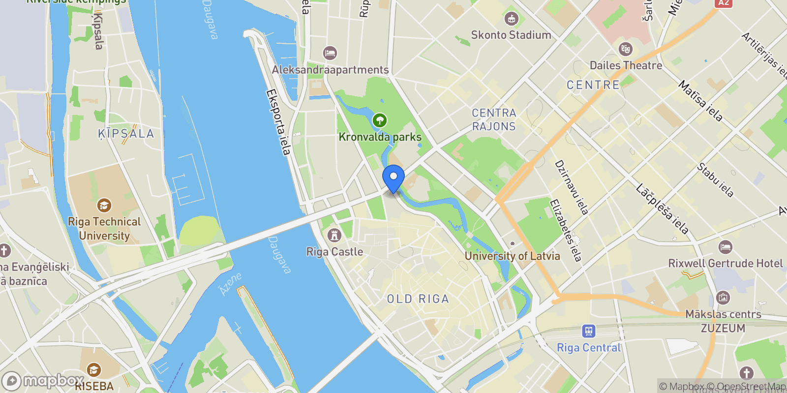 Map showing Zigfrīda Annas Meierovica bulvāris 4, Riga, RIX, Riga, Latvia.