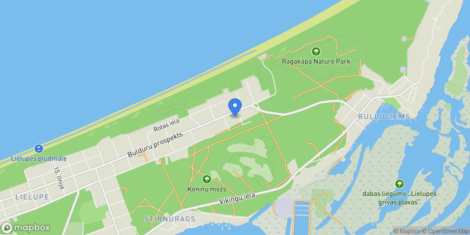 Map showing Bulduru prospekts 152, Lielupe, JUR LV-2010, Jūrmala, Latvia.
