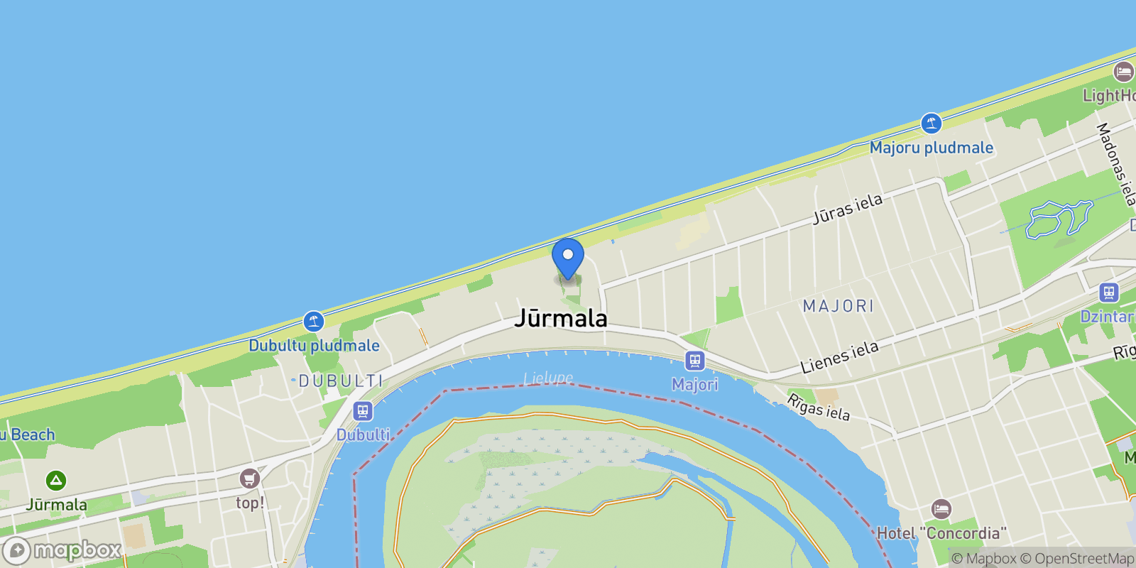 Map showing Erglu street 2A, Jurmala, JUR LV-2015, Jūrmala, Latvia.