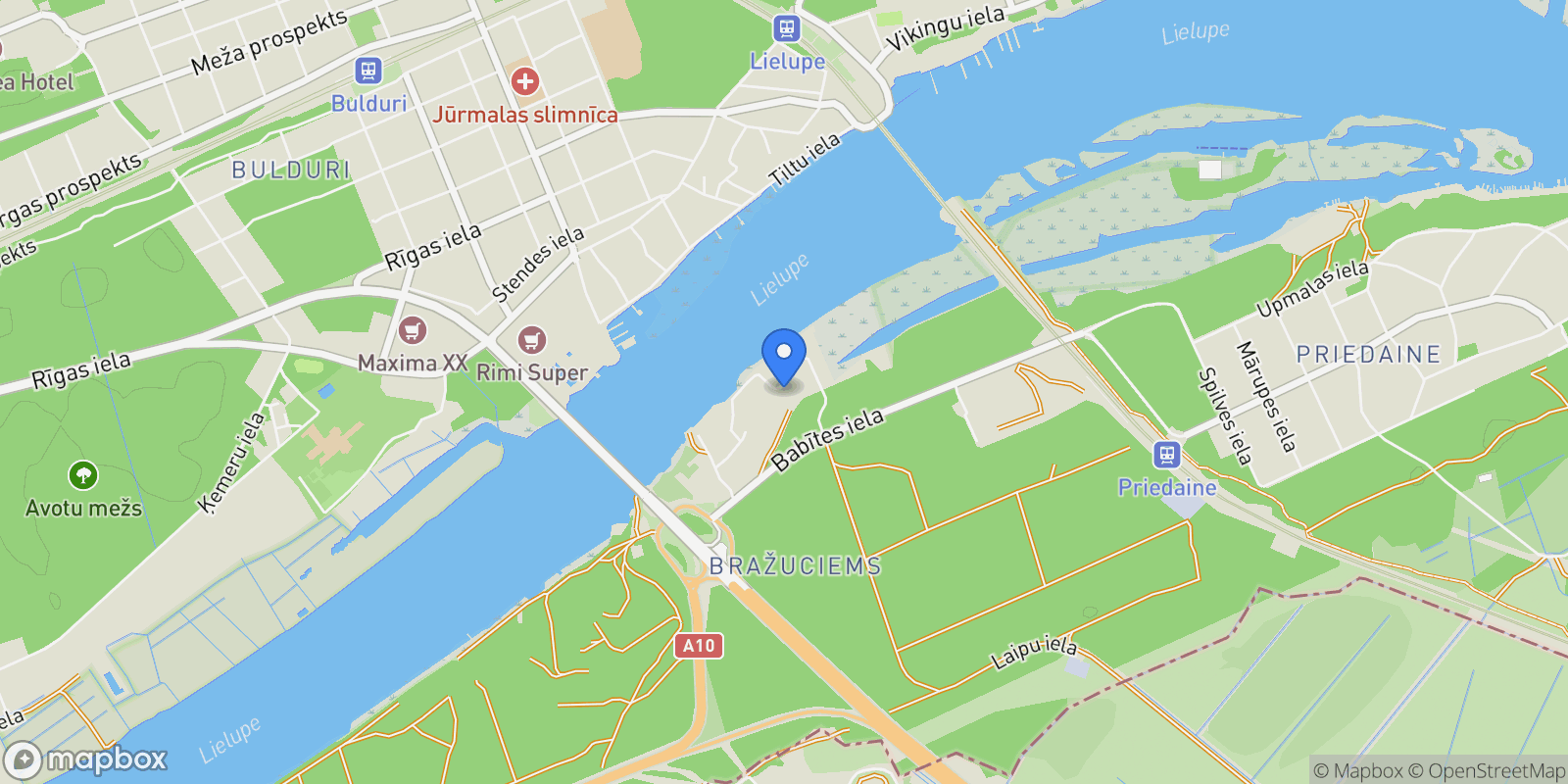 Map showing Laipu 5, Jurmala, JUR LV-2010, Jūrmala, Latvia.