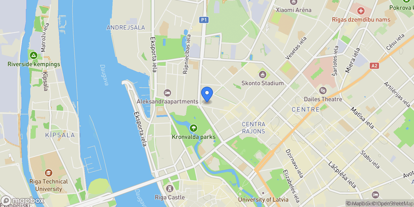 Map showing Elizabetes 21a , Riga, RIX, Riga, Latvia.