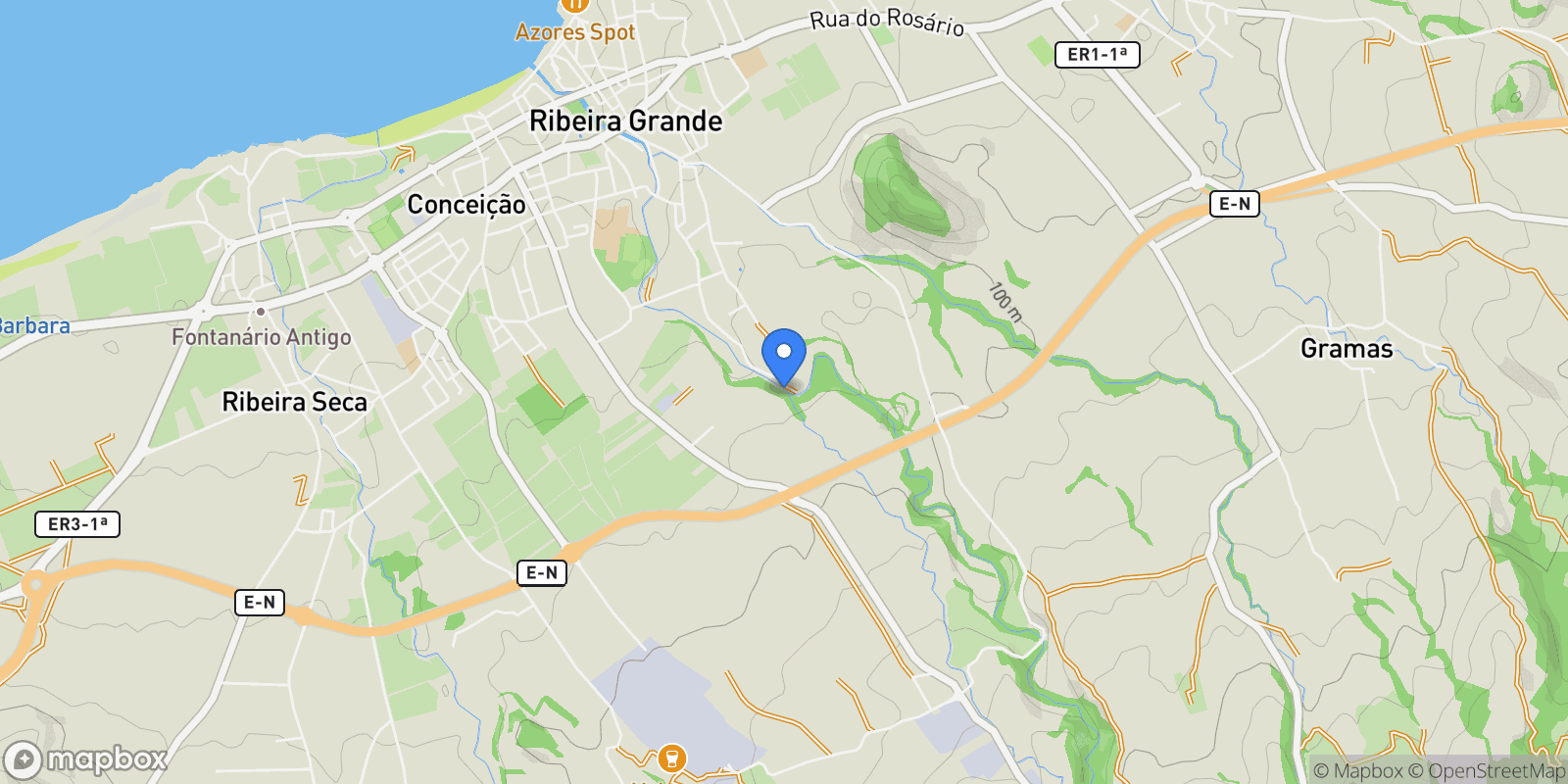 Map showing 9600 Ribeira Grande, Portugal, Ribeira Grande (Matriz), Azores, Portugal.