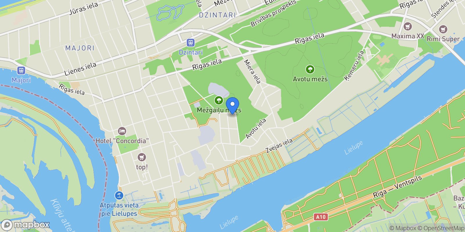 Map showing Terauda Street 2, Jurmala, JUR LV-2015, Jūrmala, Latvia.