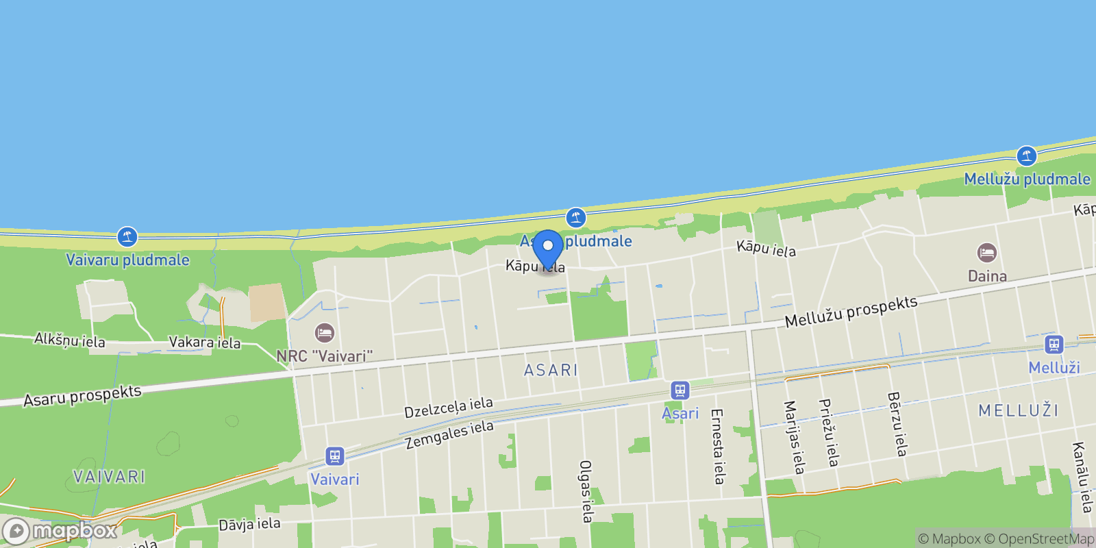 Map showing Kapu Street 98, Jūrmala, JUR LV-2008, Jūrmala, Latvia.