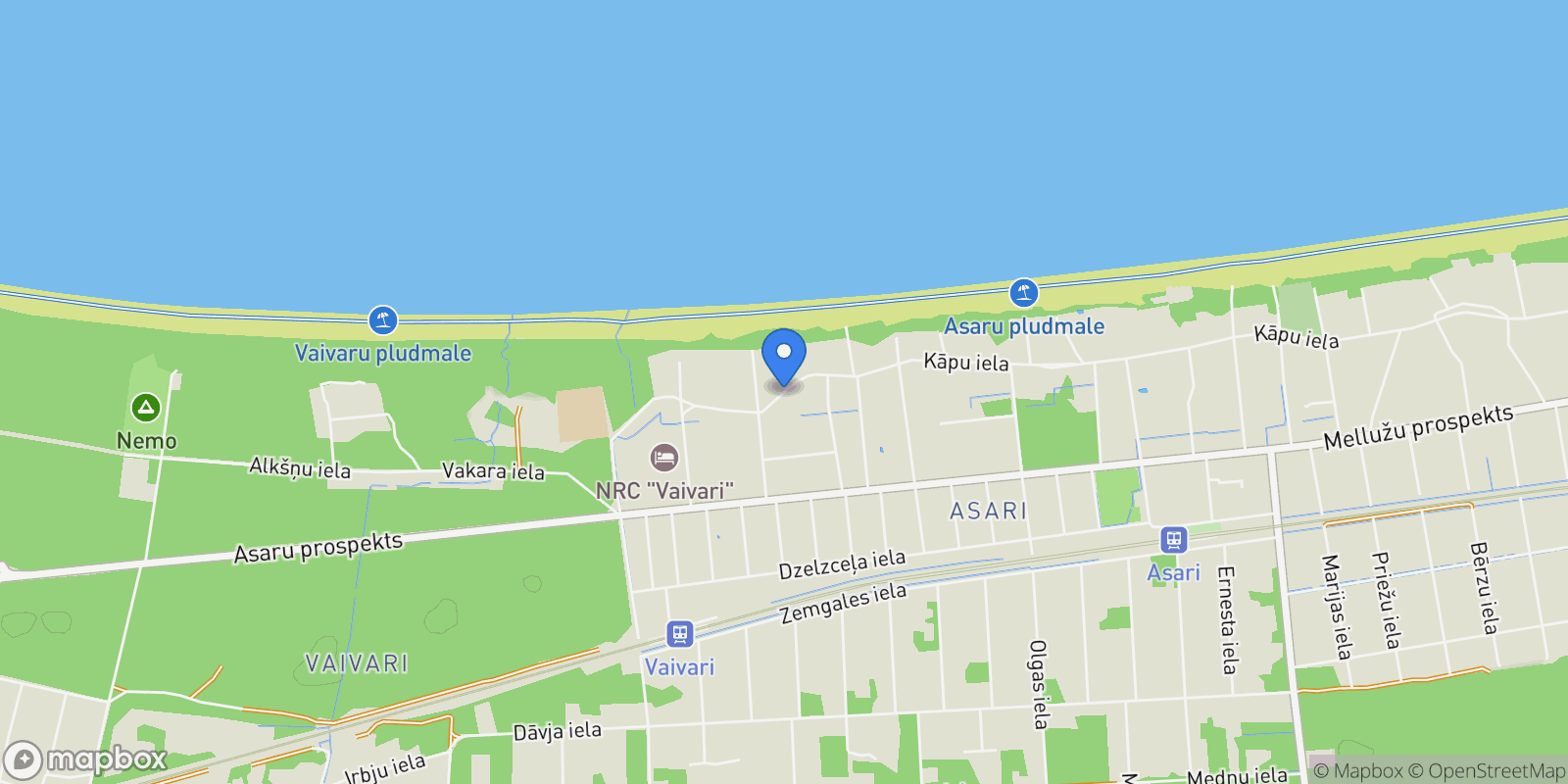 Map showing Kapu street, Jurmala, JUR, Jūrmala, Latvia.