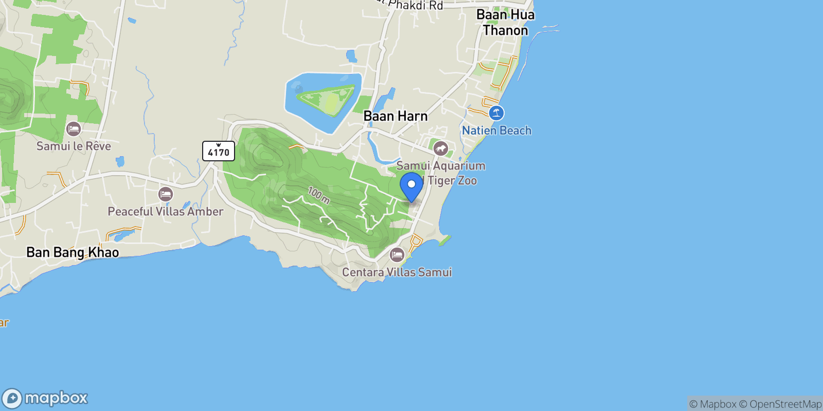 Map showing Koh Samui, Surat Thani, Thailand.