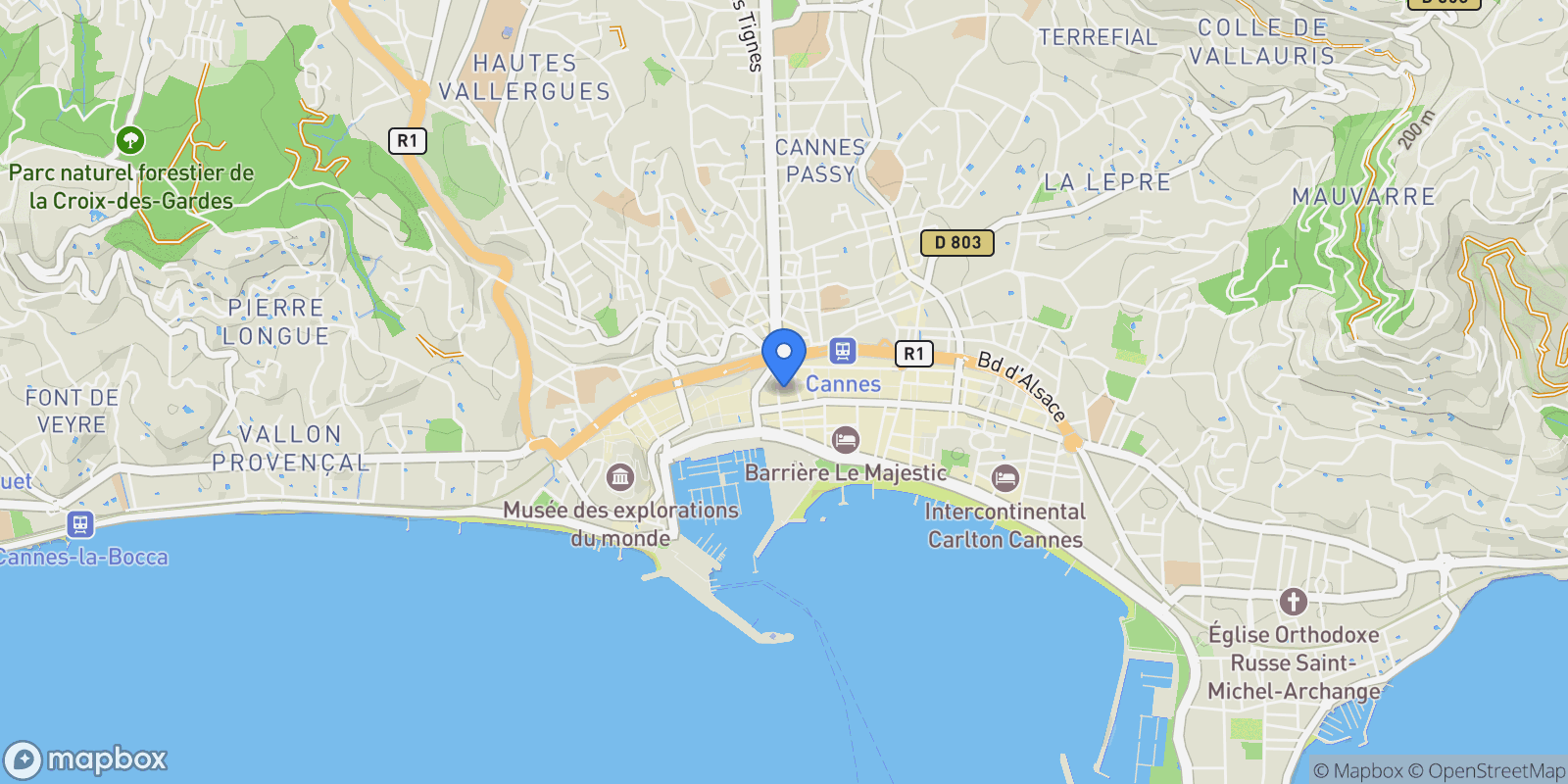 Map showing Cannes, Provence-Alpes-Côte d'Azur, France.