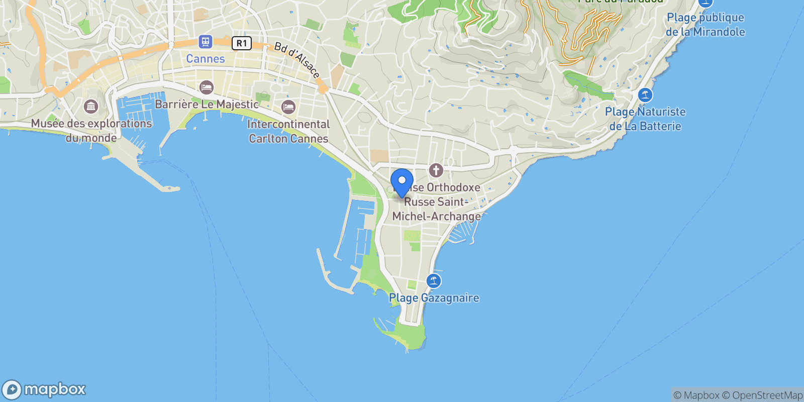Map showing Cannes, Provence-Alpes-Côte d'Azur, France.