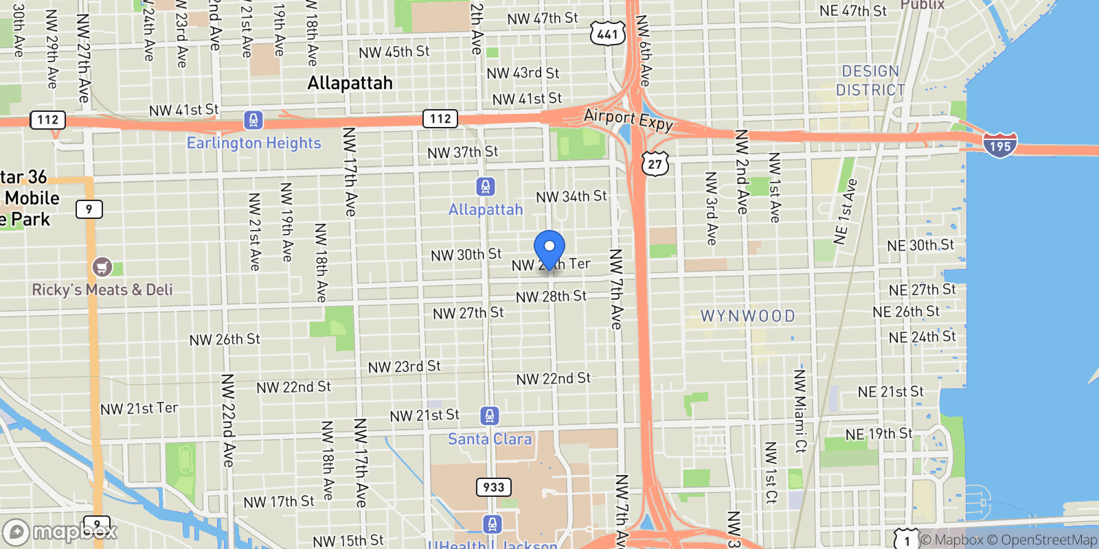 Map showing 2900 NW 10th Ave, Miami, Florida, United States.