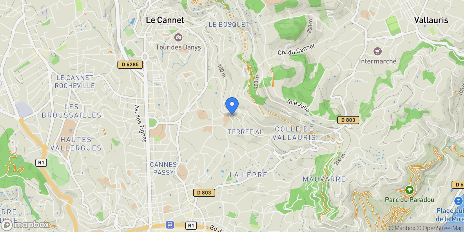 Map showing Cannes, Provence-Alpes-Côte d'Azur, France.