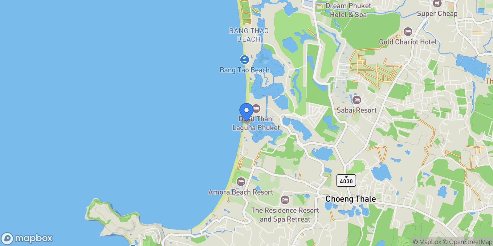Map showing Choeng Thale, Phuket, Thailand.