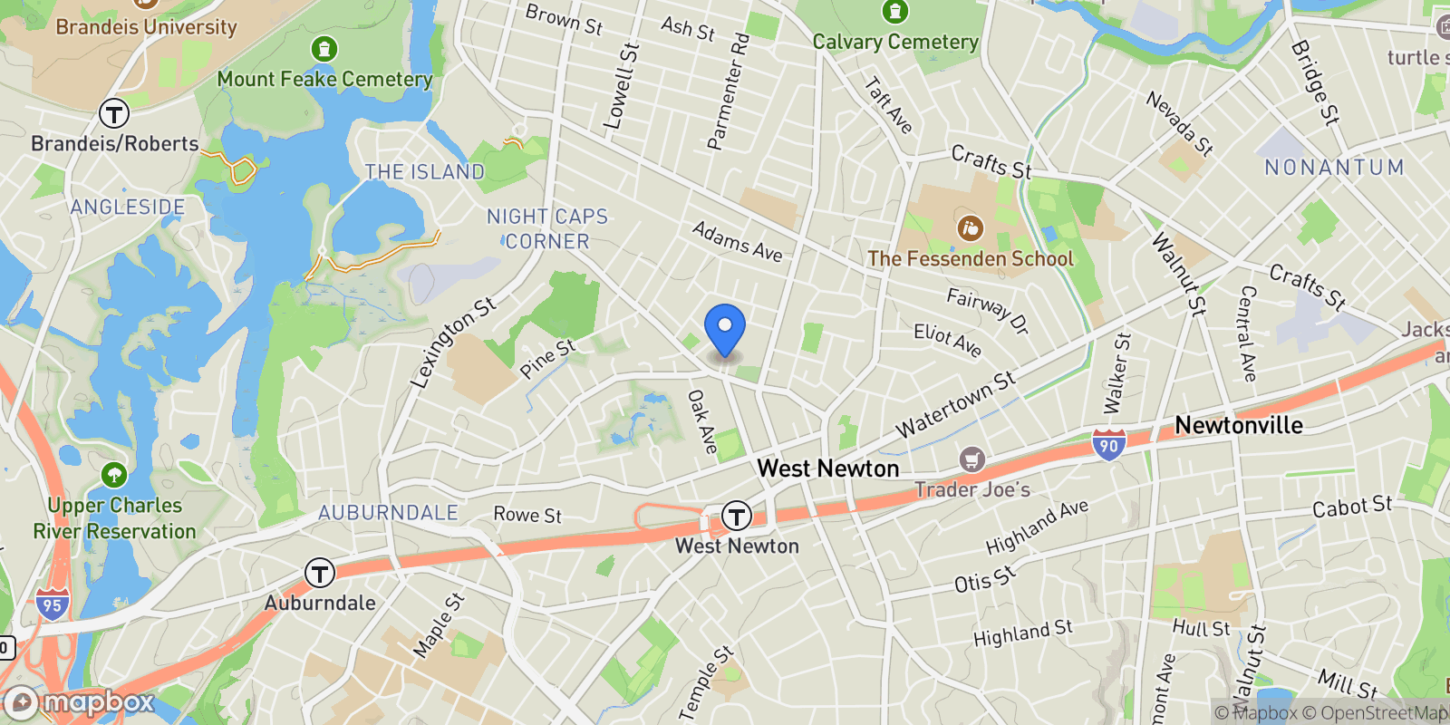 Map showing 14-16 Cottage Place Unit 14, Newton, MA 02465, Newton, Massachusetts, United States.