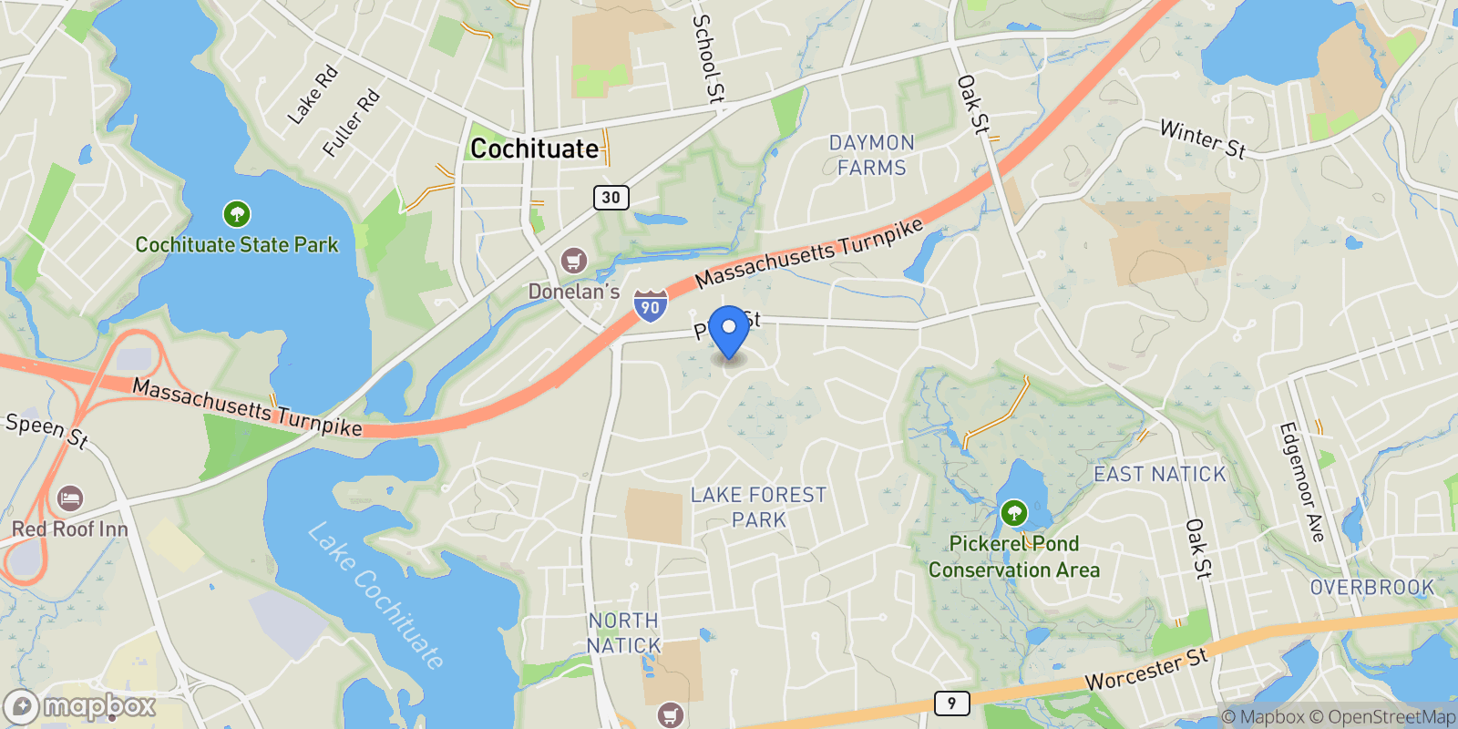 Map showing 3 Ferndale St , Natick, MA 01760, Wayland, Massachusetts, United States.